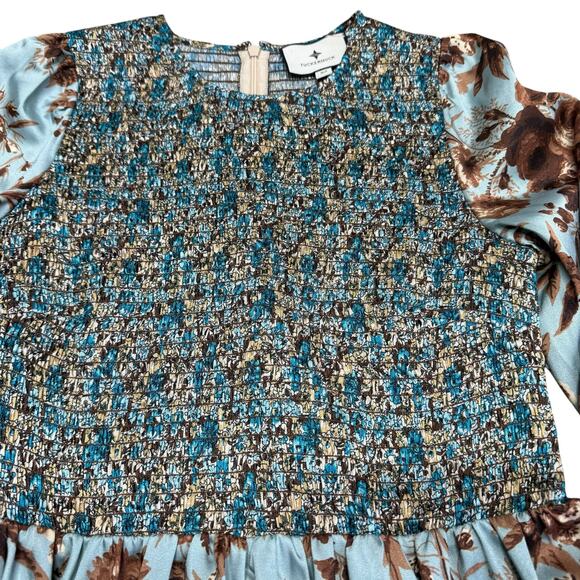 Tuckernuck Robin Egg Libby Mixed Floral Print Tiered Maxi Dress XS - Picture 6 of 8